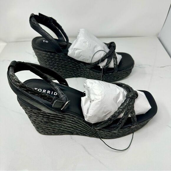 Torrid Strappy Raffia Platform Wedge- Size 12WW - Picture 5 of 15